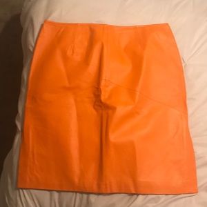 Newport News Orange Genuine Leather Skirt